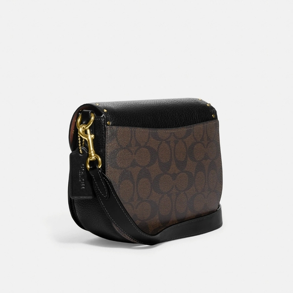 New Coach Morgan Saddle Bag In Colorblock Signature Canvas With Rivets - Picture 2 of 4